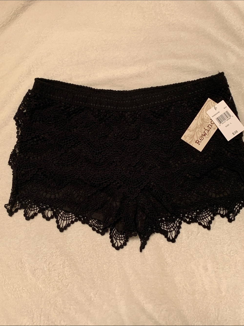 Rewind Black Crochet Lace Scallop Shorts